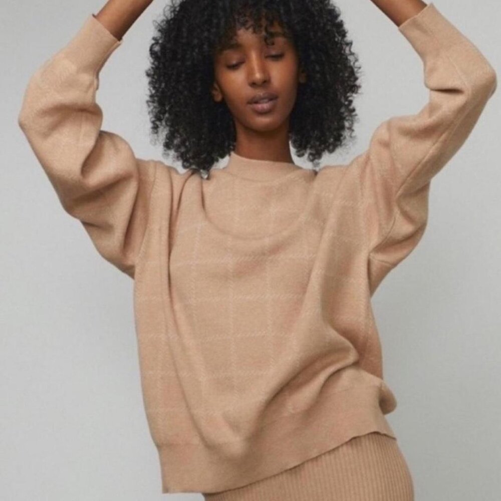 Lunya Cozy Cotton Silk Pullover Tranquil Tan Nutmeg Size S‎